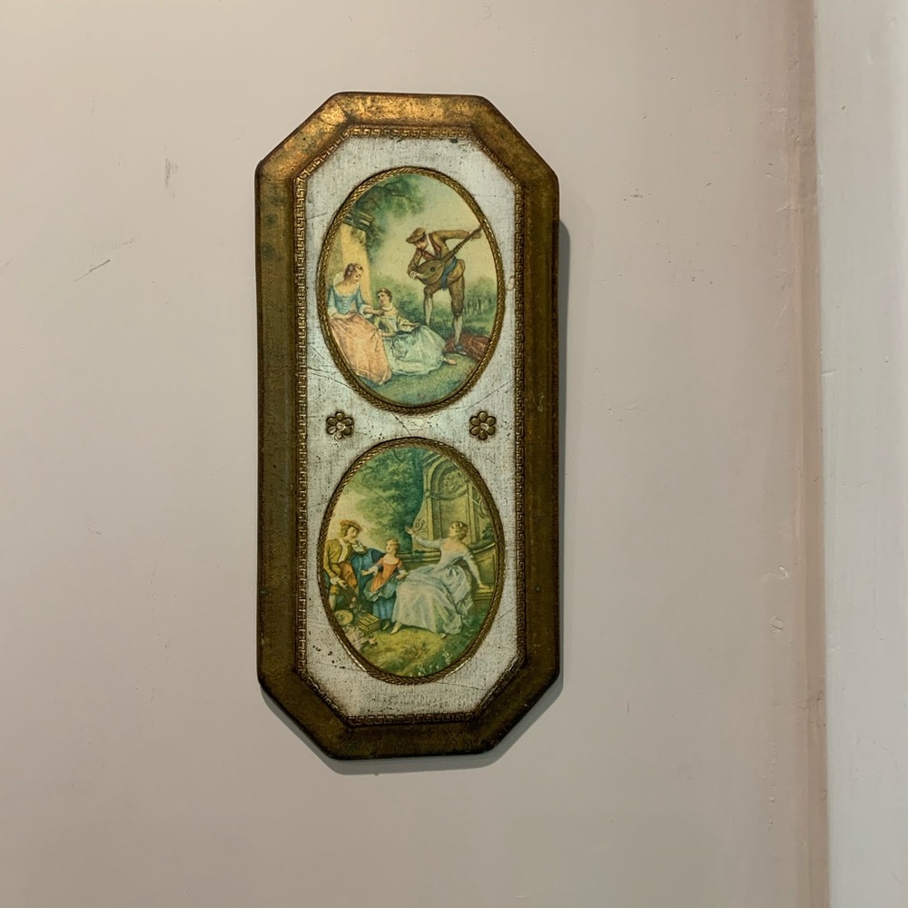 Vintage Italian Florentine Gold and Green Wall Decor